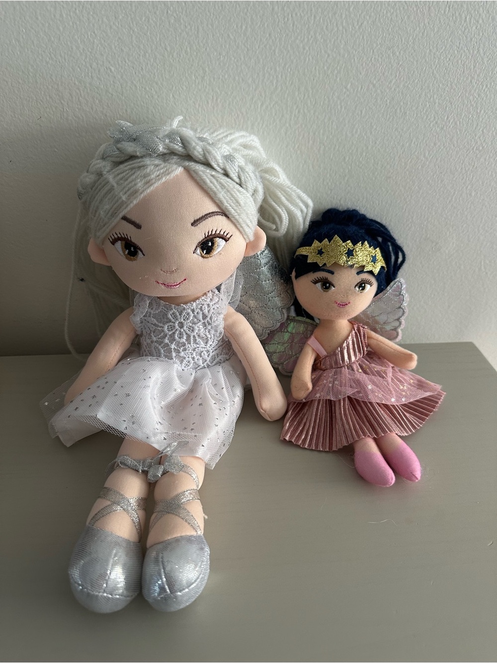 Cuddl Duds White and Pink Fairy Plush Doll Pair